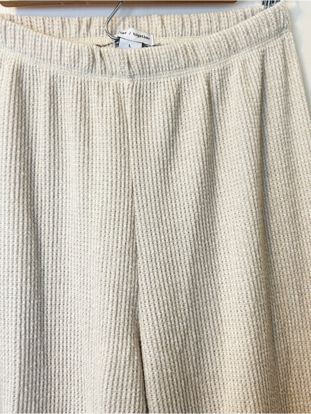 Better / Together Set Pants and Top Lounge Wear Cream Knit Women's size Large - Picture 4 of 14